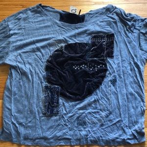 Anthropologie blue velvet constellation T-shirt
